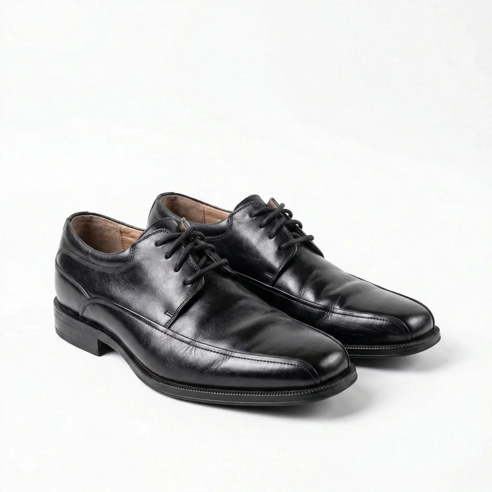 Florsheim Mens Comfortech Black Leather Square Toe Lace Up Dress Shoes‎ 9.5D